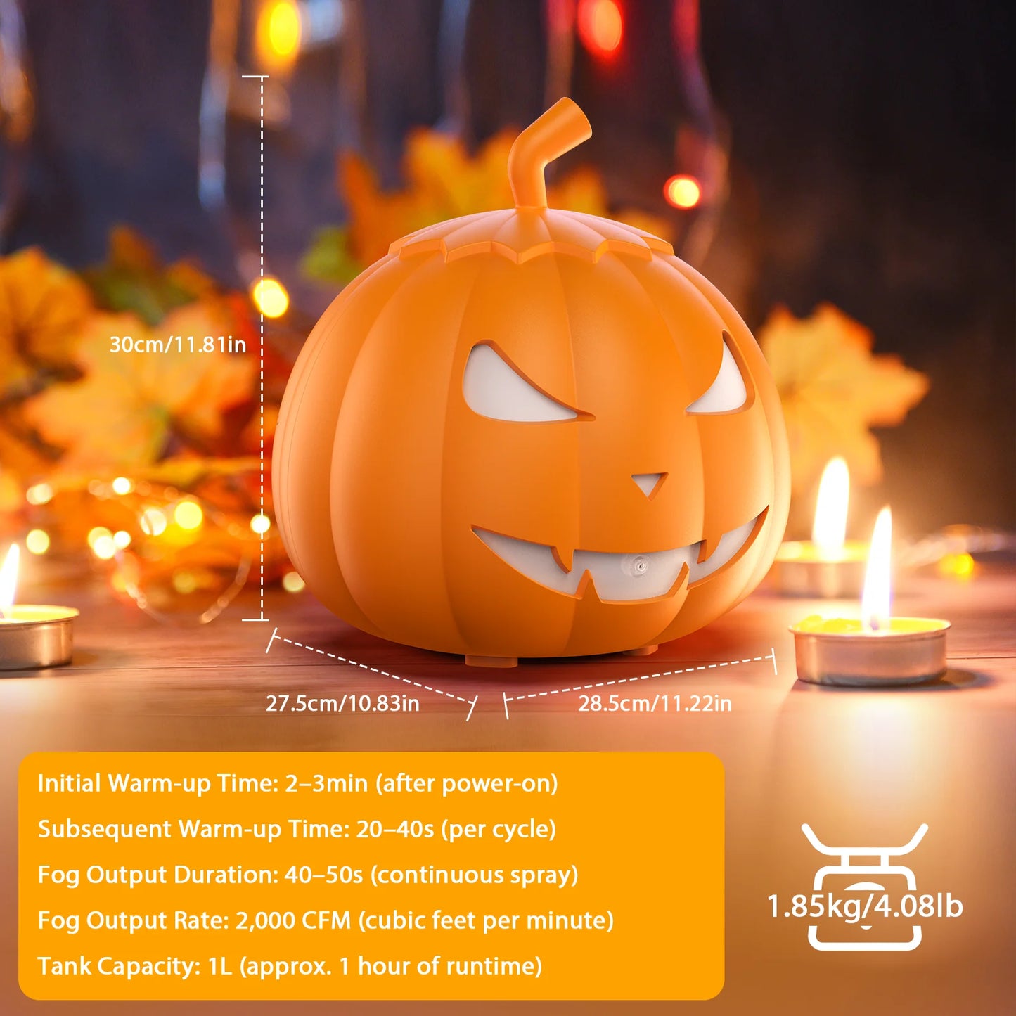 800W RGB 6LED Mini Mist Pumpkin Halloween Smoke Machine Party Fogger