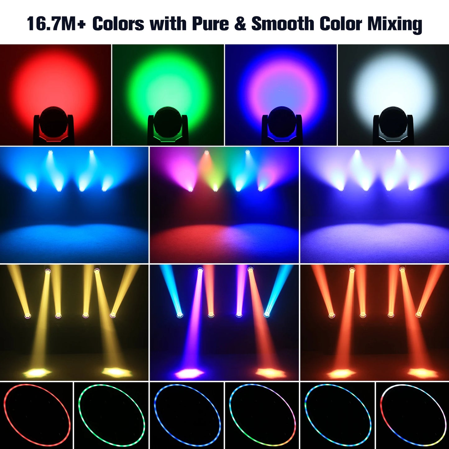 7X30W RGBW Mini Bee Eye Moving Head Wash Light With LED Strip