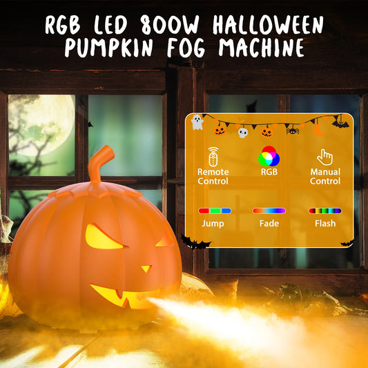 800W RGB 6LED Mini Mist Pumpkin Halloween Smoke Machine Party Fogger