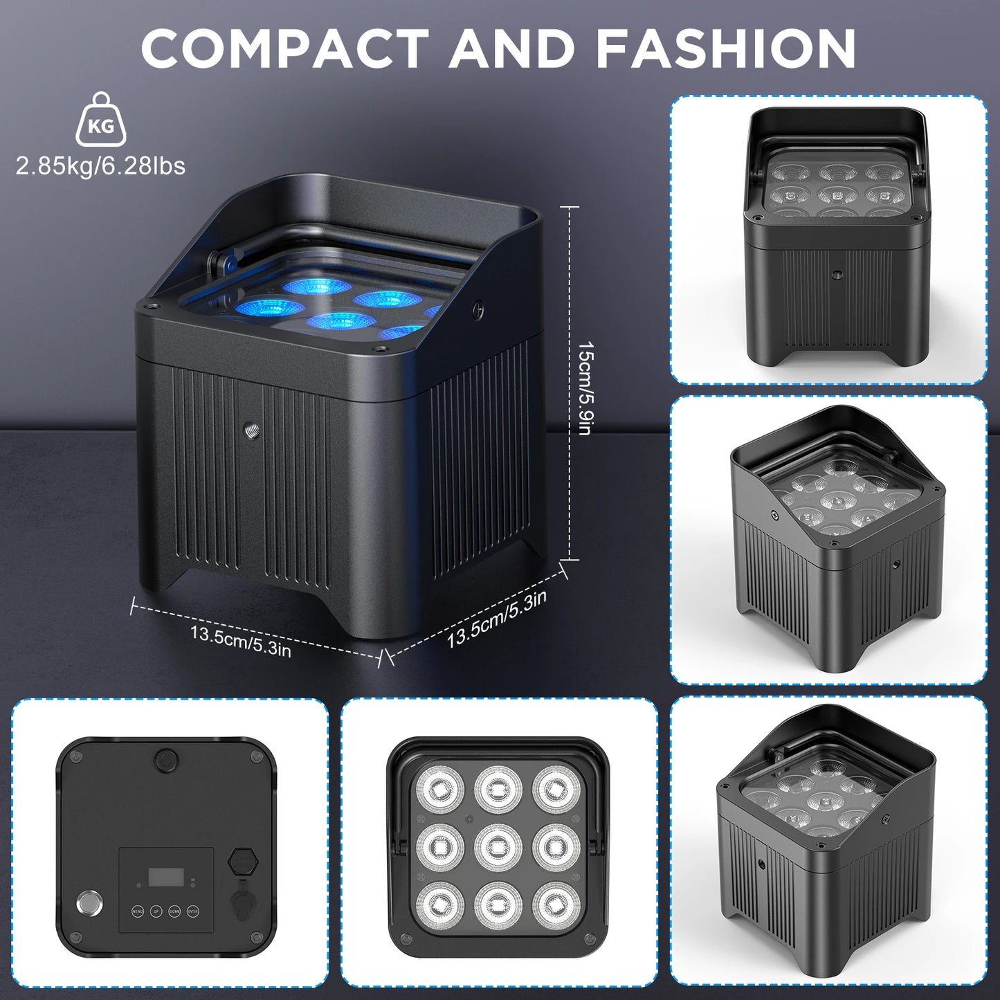 KPW1 Waterproof Battery 9x18W RGBWA+UV 6in1 LED Par Light