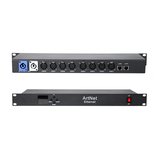 Professional 8-Port ArtNet to DMX512 Signal Converter
