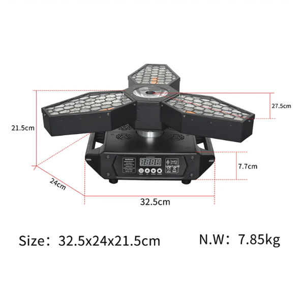 KR10 250W RGB 3-IN-1 Maple Leaf Led Infinitely Rotating Retro Stage light