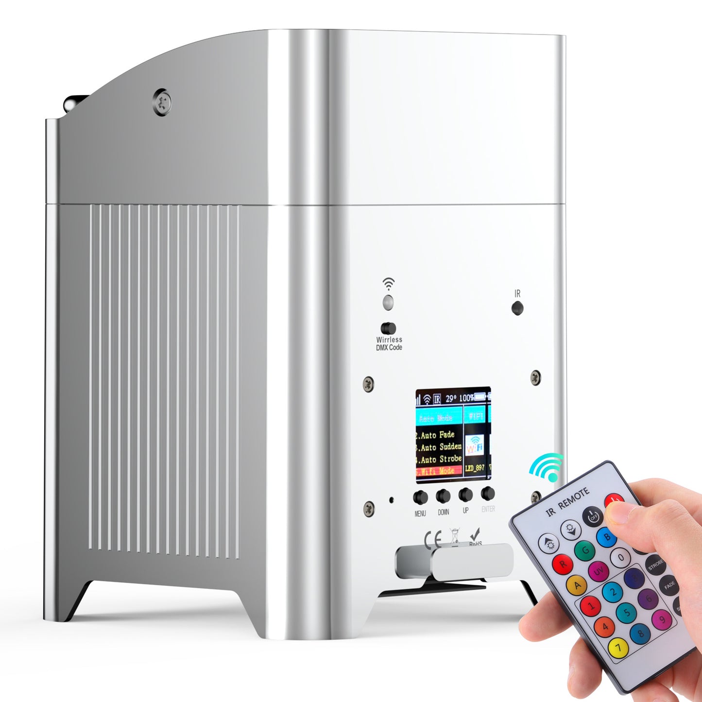 KP1A Silver 6*18W Battery Led Par Can Light 6in1 Wireless Control