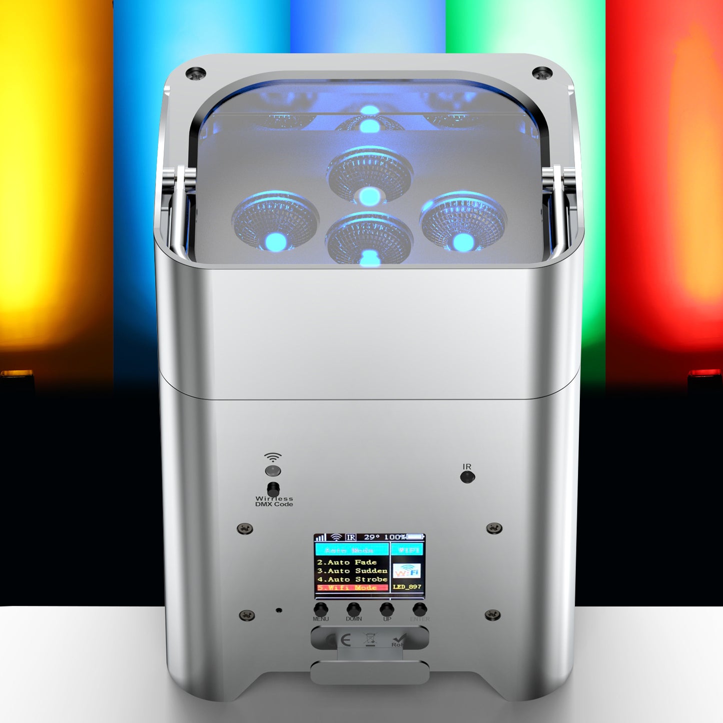 KP1A Silver 6*18W Battery Led Par Can Light 6in1 Wireless Control