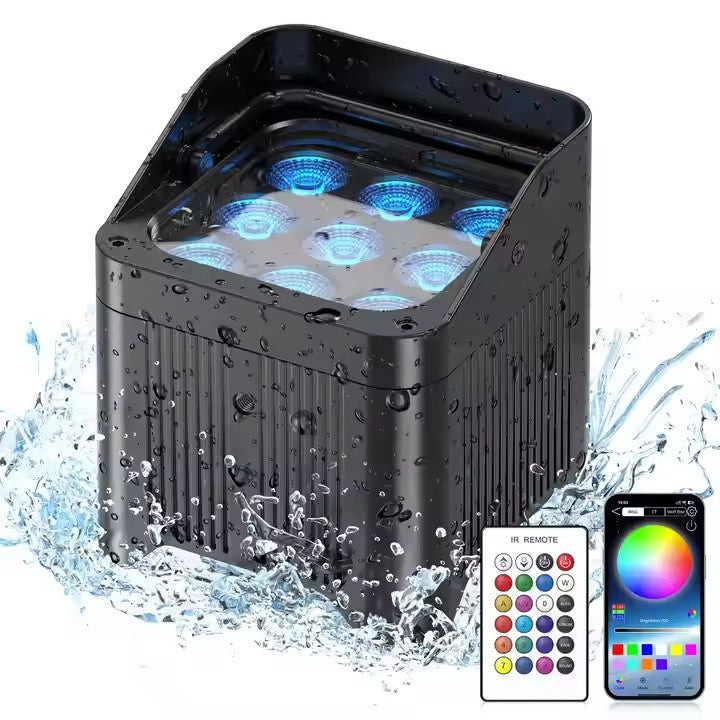 KPW1 Waterproof Battery 9x18W RGBWA+UV 6in1 LED Par Light