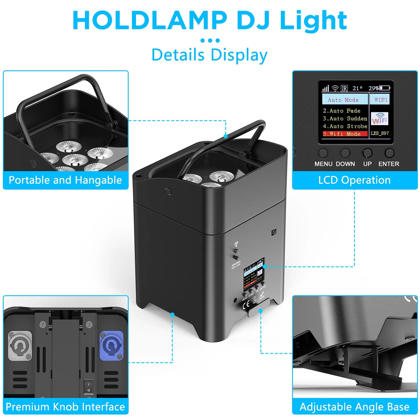4Pcs 80W Battery Led Par Light With Bag RGBWA+UV Wireless Par Light