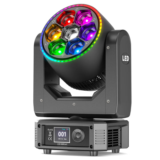 7X30W RGBW Mini Bee Eye Moving Head Wash Light With LED Strip
